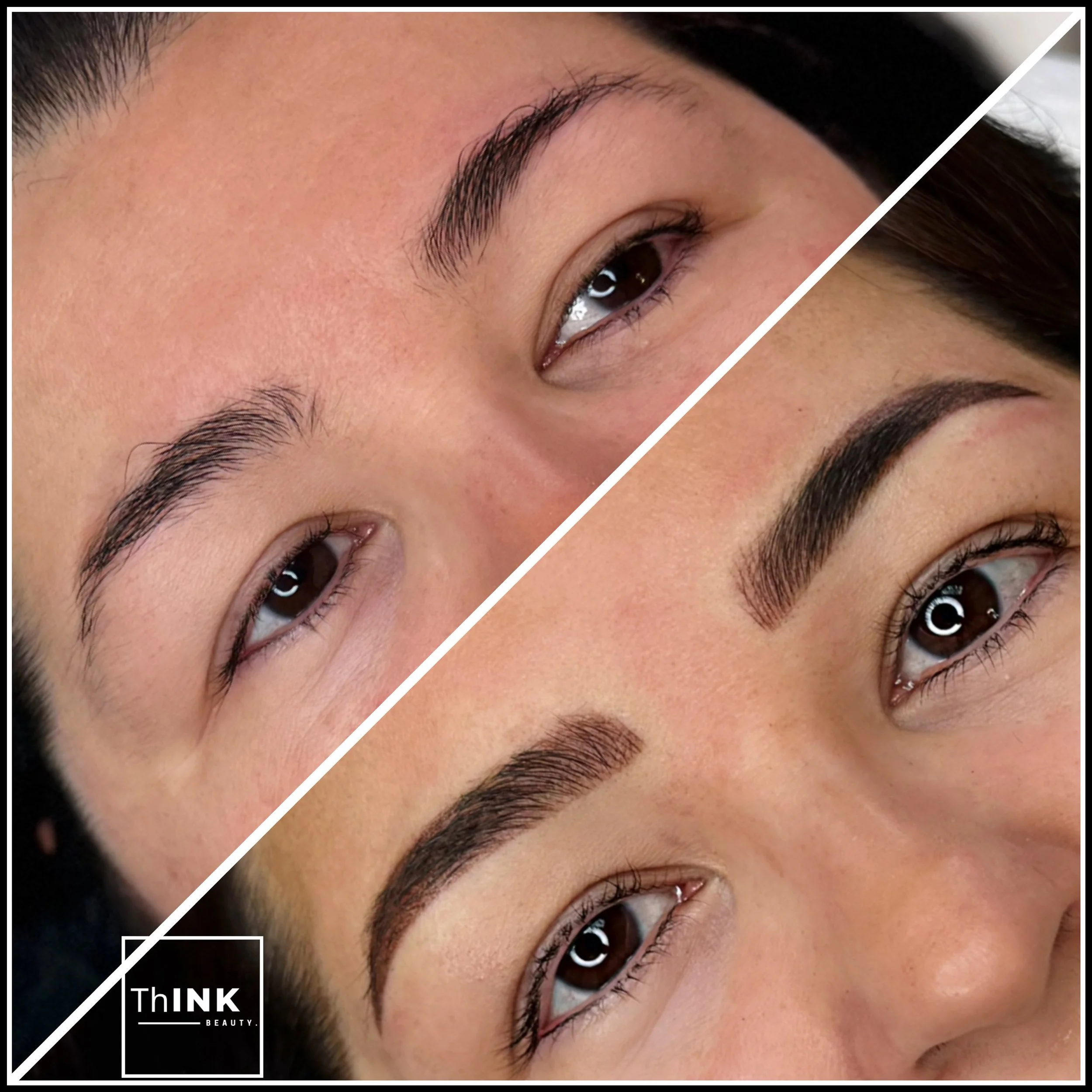 A healed permanent brow beside the client's original shape