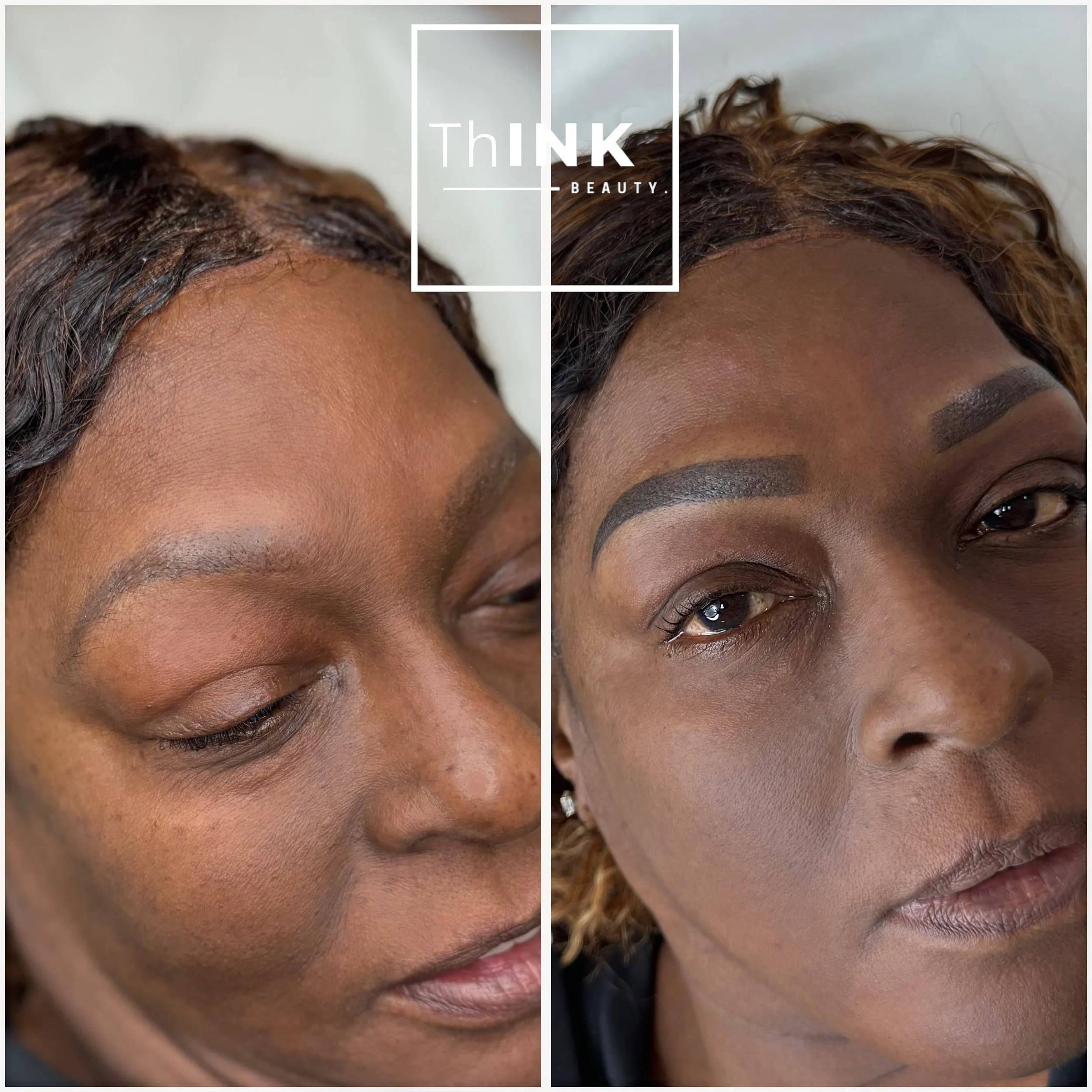 Permanent brows on a mature client, before and after