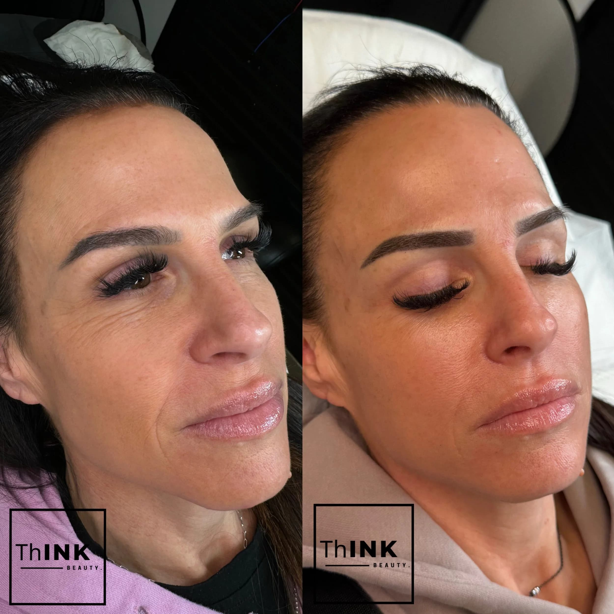 Permanent brows photographed the day of treatment
