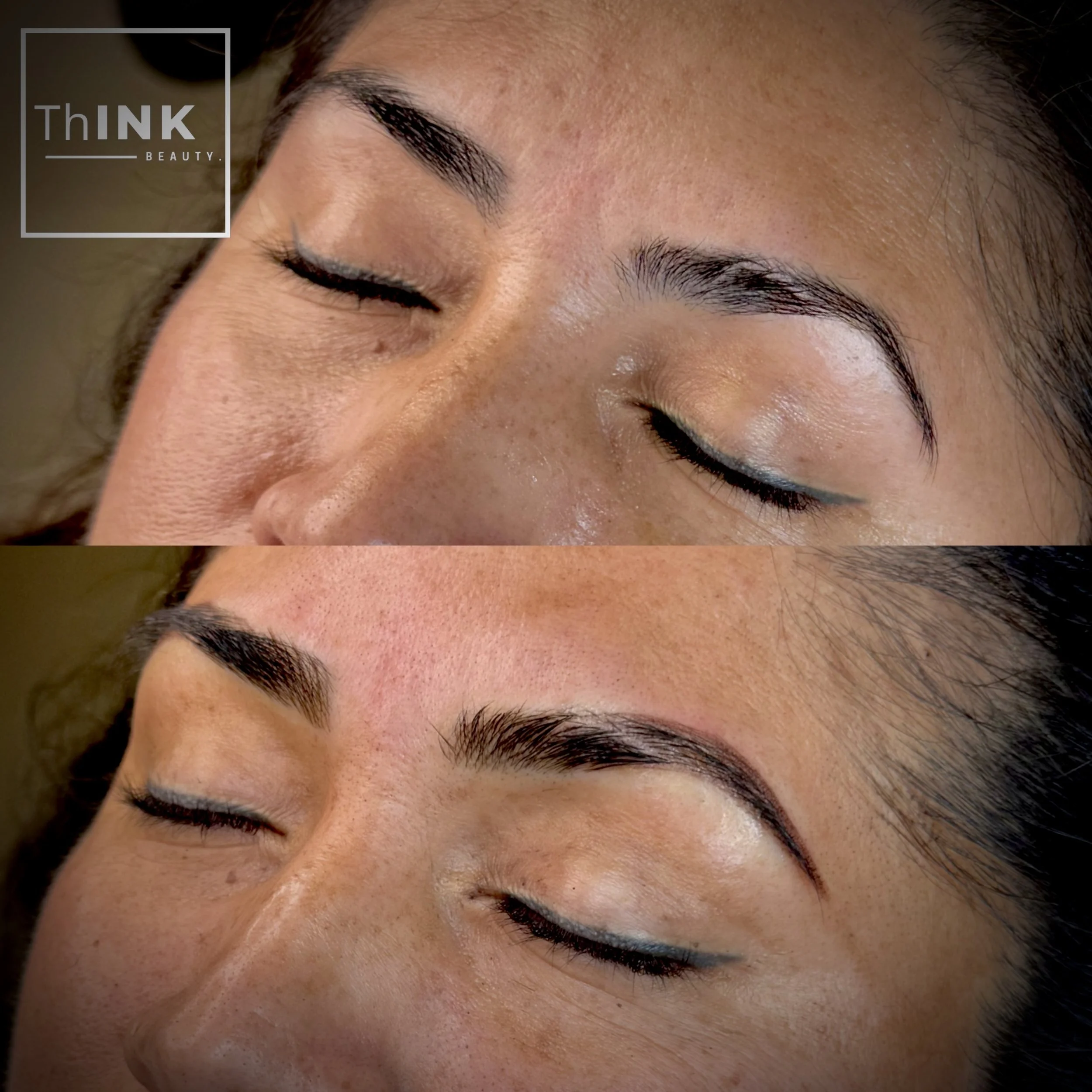 Ombré powder brows healed to a soft edge