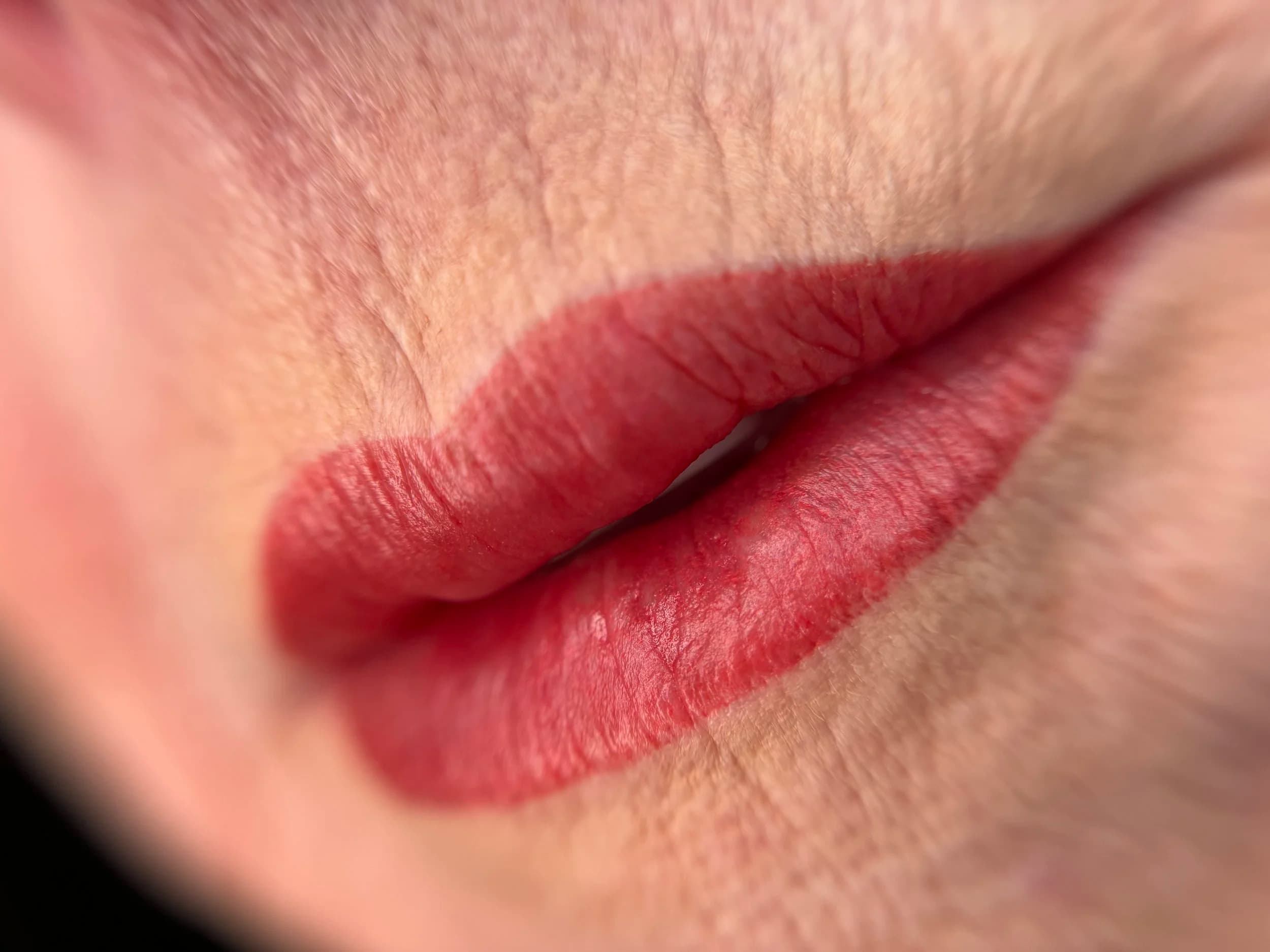 Lip blush healed to a deep, even red