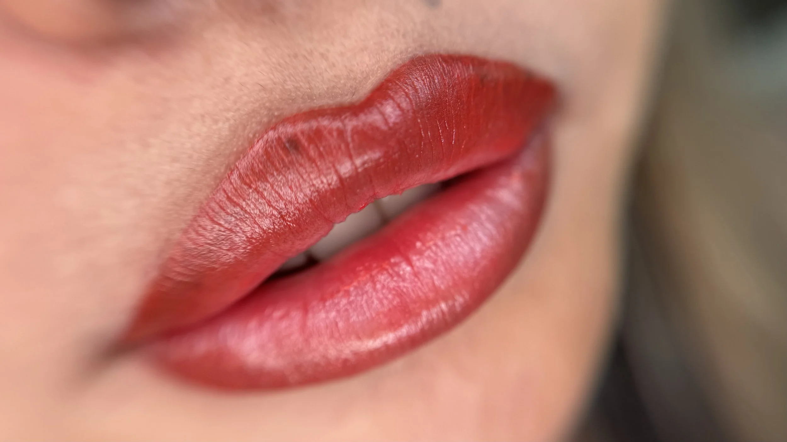Lip blush result with soft, even, natural lip color